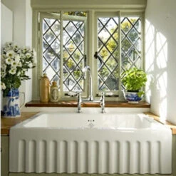 Shaws Bowland Fluted Front White Ceramic Belfast Kitchen Sink - 797 X 535mm -Vado Sale Store shaws blf5312h