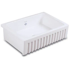 Shaws Bowland Fluted Front White Ceramic Belfast Kitchen Sink - 797 X 535mm