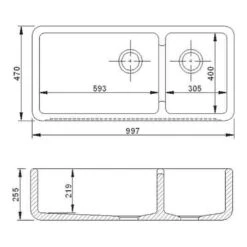 Shaws Original Egerton White Ceramic Offset 1.5 Bowl Butler Kitchen Sink - 997mm X 470mm -Vado Sale Store shaws edf9917wh tech