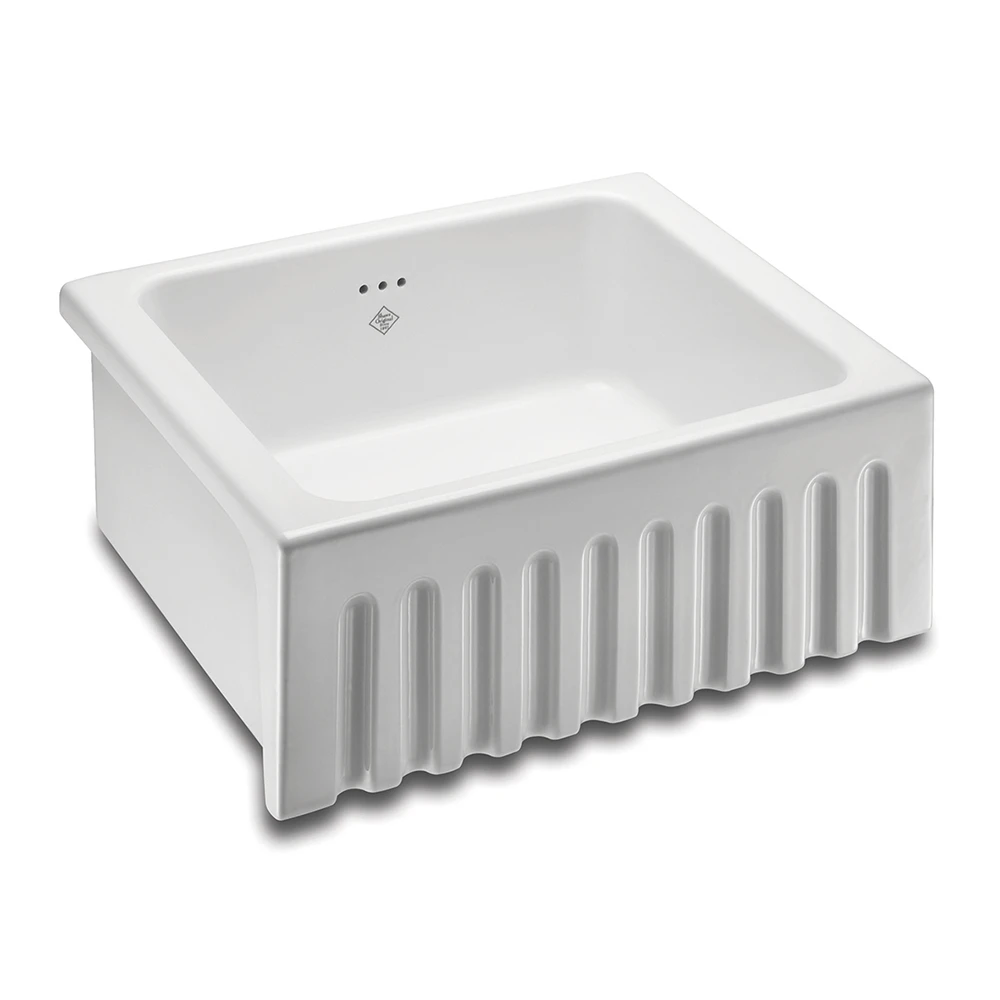 Shaws Original Bowland Ceramic Single Bowl Fluted Front Sink - 595mm X 465mm 3 Shaws Original Bowland Ceramic Single Bowl Fluted Front Sink - 595mm X 465mm
