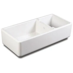 Shaws Original Edgworth Offset 1.5 Bowl White Ceramic Butler Kitchen Sink - 997 X 470mm