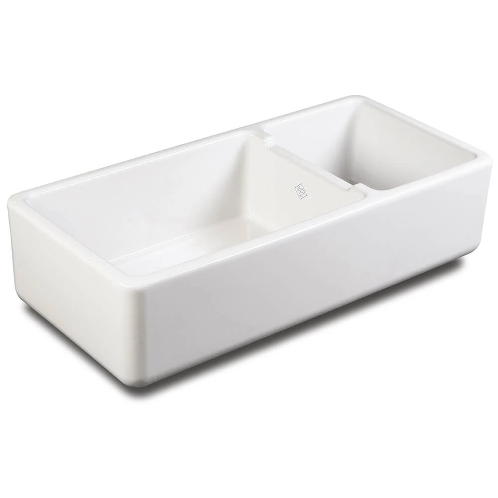 Shaws Original Edgworth Offset 1.5 Bowl White Ceramic Butler Kitchen Sink - 997 X 470mm 3 Shaws Original Edgworth Offset 1.5 Bowl White Ceramic Butler Kitchen Sink - 997 X 470mm