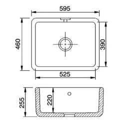 Shaws Contemporary Butler White Ceramic Single Bowl Kitchen Sink - 595mm X 460mm -Vado Sale Store shaws scb u600 wh tech