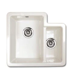Shaws Classic Brindle White Ceramic 1.5 Bowl Undermount Or Top Mount Kitchen Sink - 548 X 500mm