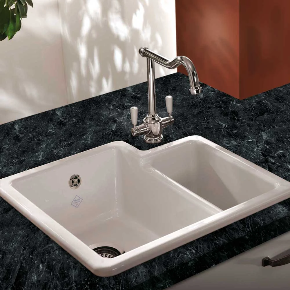 Shaws Classic Brindle White Ceramic 1.5 Bowl Undermount Or Top Mount Kitchen Sink - 548 X 500mm 7 Shaws Classic Brindle White Ceramic 1.5 Bowl Undermount Or Top Mount Kitchen Sink - 548 X 500mm - Image 5