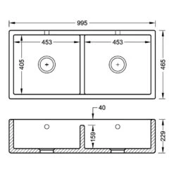 Shaws Contemporary Shaker White Ceramic Double Bowl Belfast Kitchen Sink - 995mm X 465mm -Vado Sale Store shaws scsh 101 wh tech