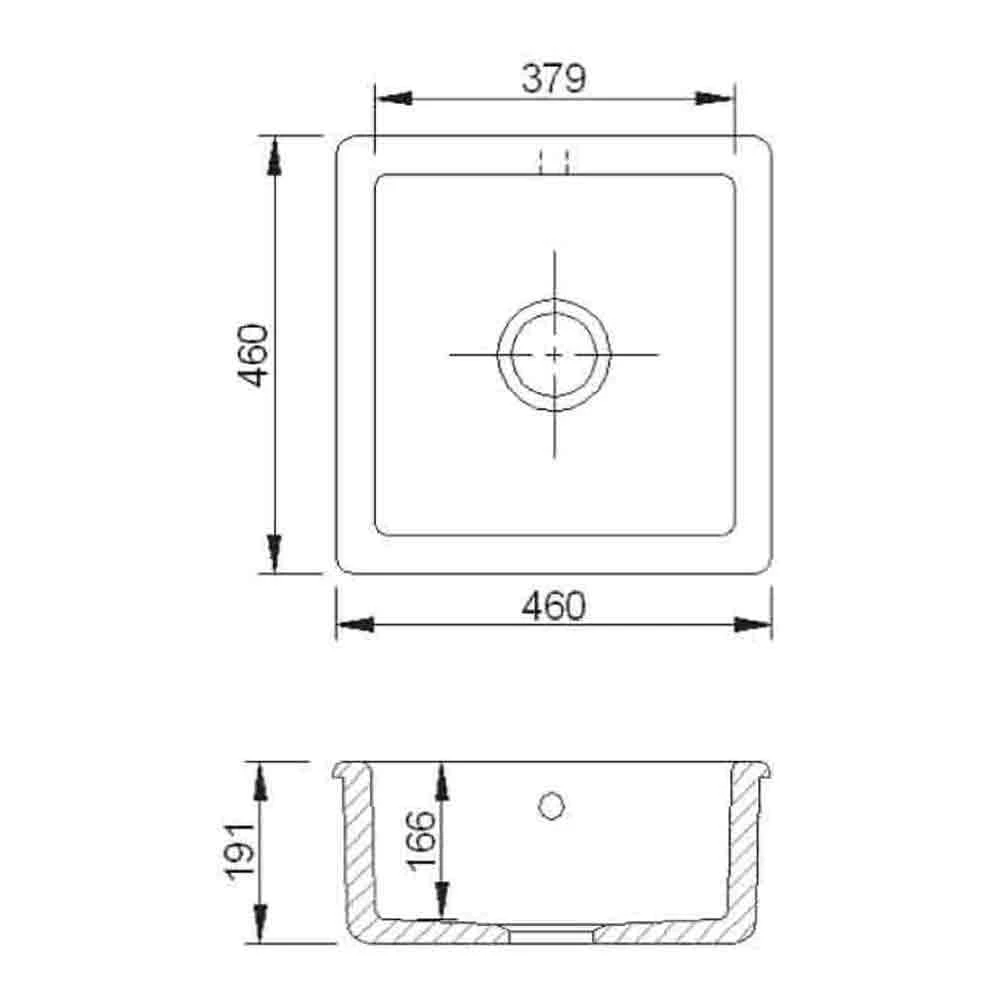 Shaws Classic Square White Ceramic Single Bowl Undermount Or Inset Kitchen Sink - 460mm 6 Shaws Classic Square White Ceramic Single Bowl Undermount Or Inset Kitchen Sink - 460mm - Image 4