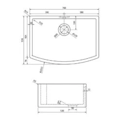 Shaws Waterside Curved Large Ceramic Single Bowl Belfast Kitchen Sink - 760mm X 530mm 9 Shaws Waterside Curved Large Ceramic Single Bowl Belfast Kitchen Sink - 760mm X 530mm -Vado Sale Store shaws scwt760 tech