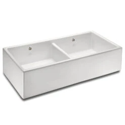Shaws Contemporary Shaker White Ceramic Double Bowl Belfast Kitchen Sink - 995mm X 465mm