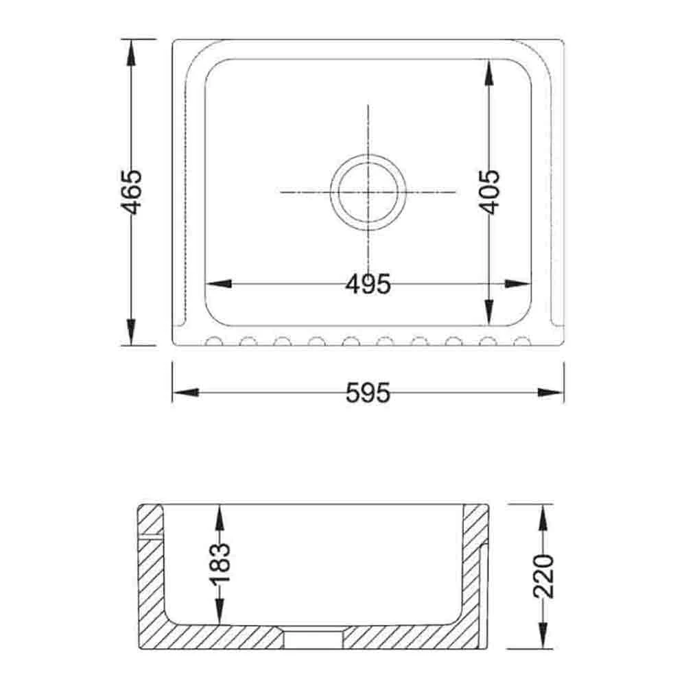 Shaws Original Bowland Ceramic Single Bowl Fluted Front Sink - 595mm X 465mm 6 Shaws Original Bowland Ceramic Single Bowl Fluted Front Sink - 595mm X 465mm - Image 4