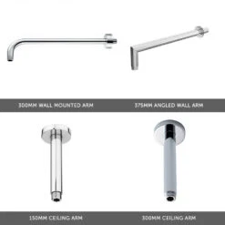 Corinne Concealed Thermostatic Push Button Shower Valve, 400mm Fixed Head & Shower Handset Kit - 150mm Ceiling Arm -Vado Sale Store shower arm round selection cutouts v3 4