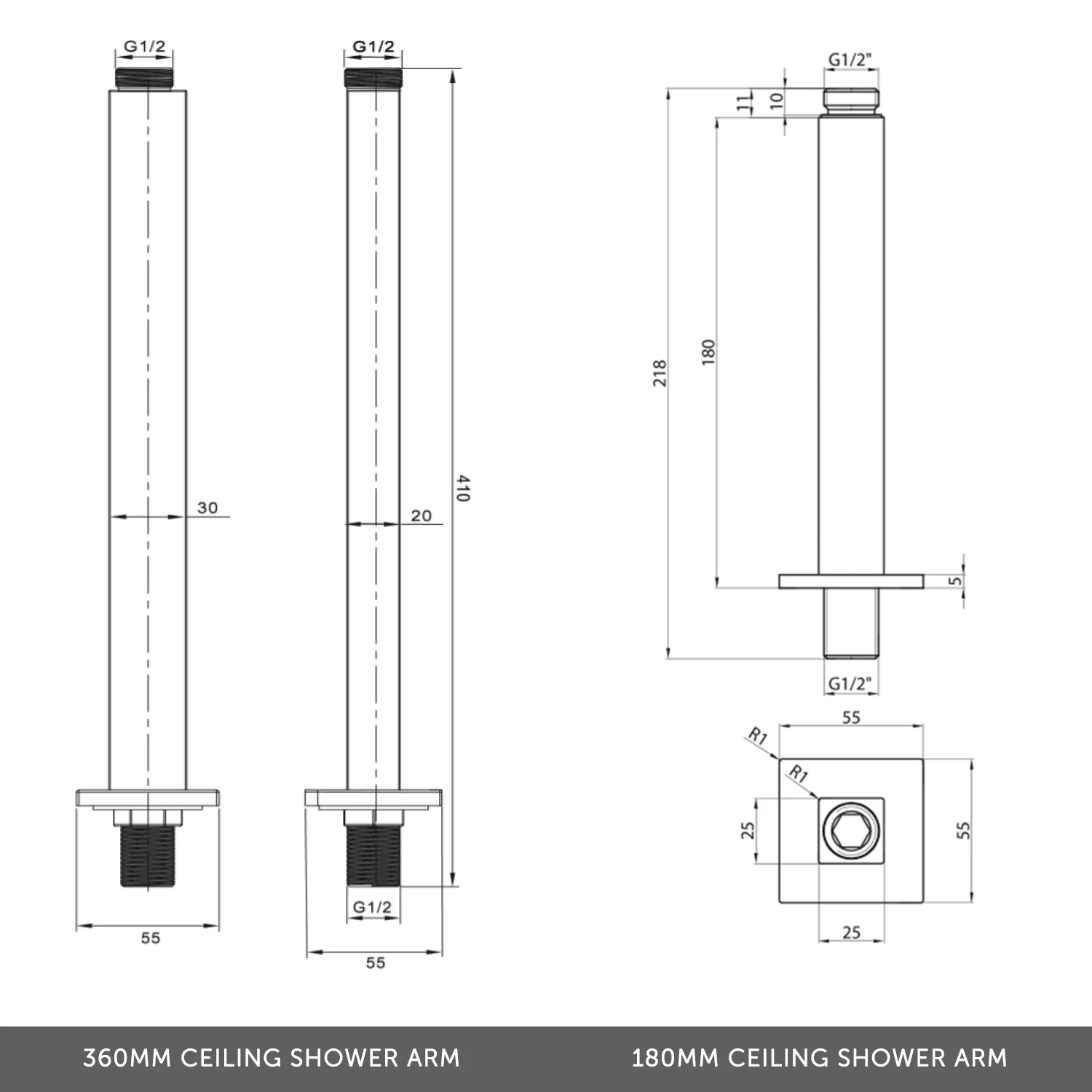 James Concealed Shower Valve, Fixed Head & Shower Handset Kit - 180mm Arm 6 James Concealed Shower Valve, Fixed Head & Shower Handset Kit - 180mm Arm - Image 4
