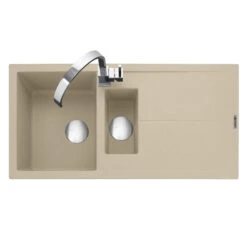 Caple Sotera 1.5 Bowl Pebble Grey Granite Composite Kitchen Sink & Waste Kit With Reversible Drainer - 1000 X 500mm -Vado Sale Store sot150ds cutout 2