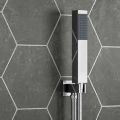 Carter Concealed Shower Valve, Fixed Shower Head, Handset & Overflow Bath Filler - 180mm Arm -Vado Sale Store square wall outlet shower head hero