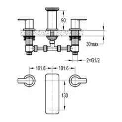 Flova Spring 3 Hole Basin Mixer With Clicker Waste -Vado Sale Store sr3hbas flova spring 3 hole basin mixers techimage