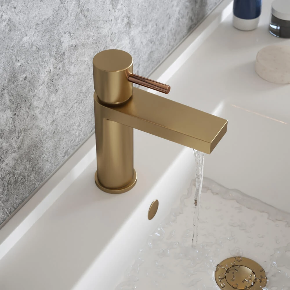 The Tap Factory Vibrance Brushed Brass Mono Basin Mixer With Brushed Copper Handle And Basin Waste 6 The Tap Factory Vibrance Brushed Brass Mono Basin Mixer With Brushed Copper Handle And Basin Waste - Image 4