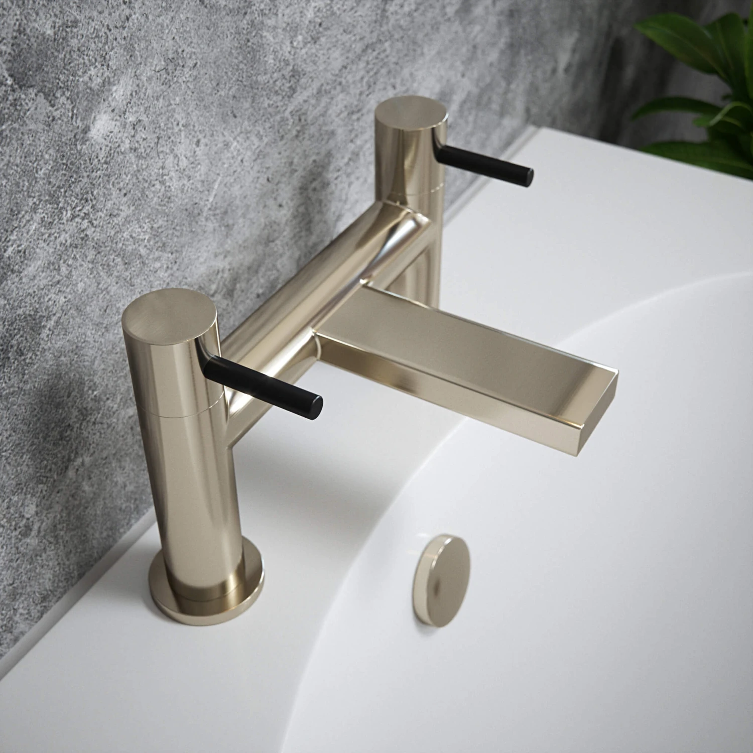 The Tap Factory Vibrance Brushed Nickel Deck Mounted Bath Filler With Brushed Brass Handles 7 The Tap Factory Vibrance Brushed Nickel Deck Mounted Bath Filler With Brushed Brass Handles - Image 5