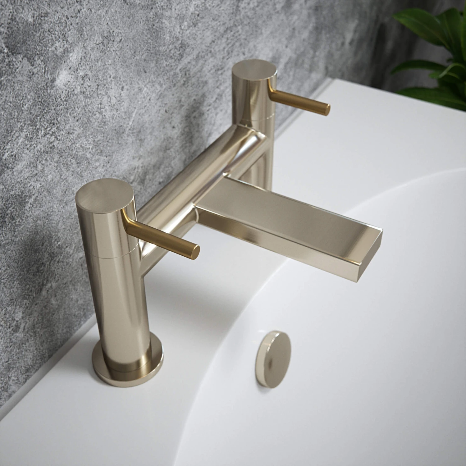 The Tap Factory Vibrance Brushed Nickel Deck Mounted Bath Filler With Brushed Brass Handles 6 The Tap Factory Vibrance Brushed Nickel Deck Mounted Bath Filler With Brushed Brass Handles - Image 4