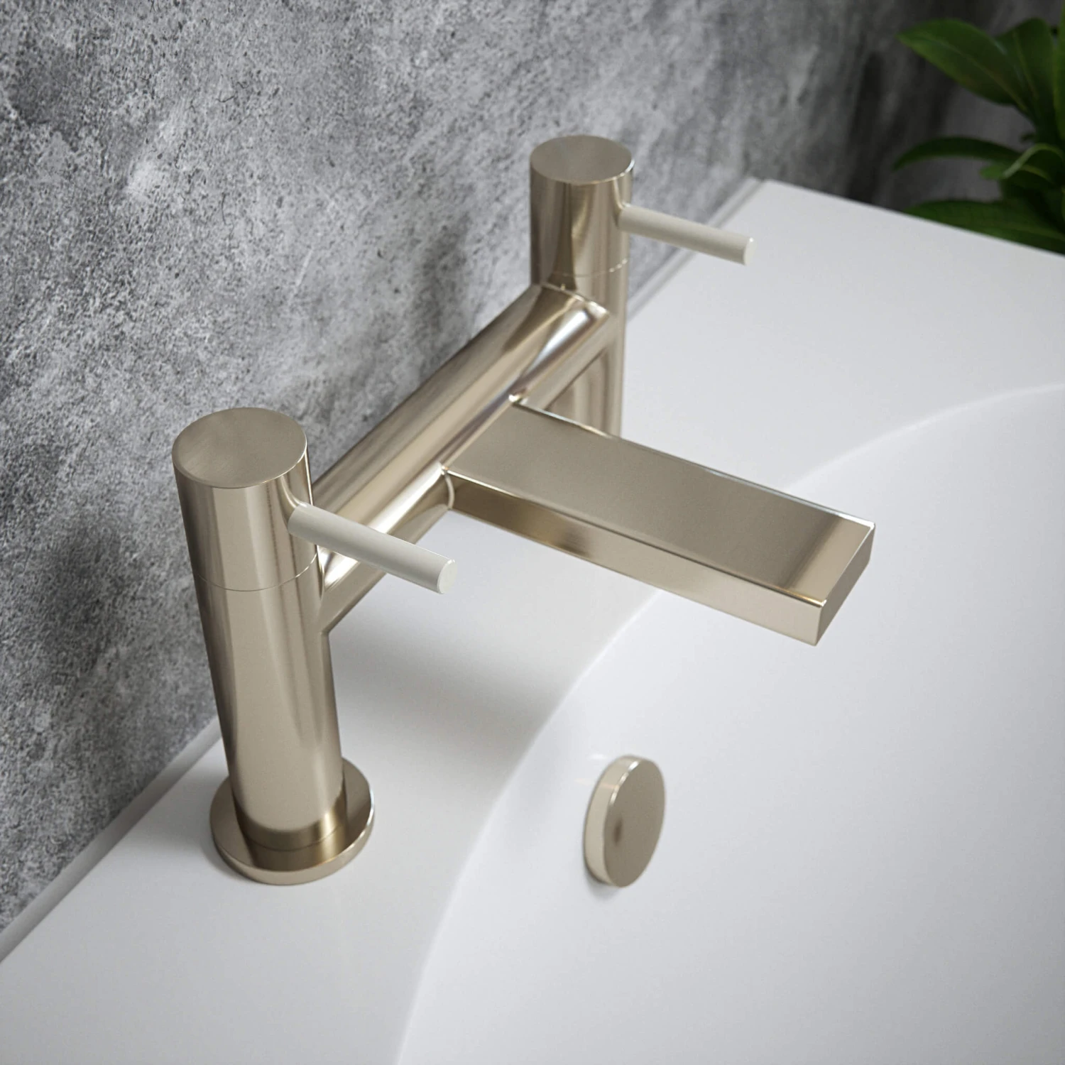 The Tap Factory Vibrance Brushed Nickel Deck Mounted Bath Filler With Brushed Brass Handles 5 The Tap Factory Vibrance Brushed Nickel Deck Mounted Bath Filler With Brushed Brass Handles - Image 3