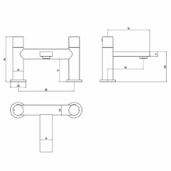 The Tap Factory Vibrance Brushed Brass Deck Mounted Bath Filler With Chrome Handles 13 The Tap Factory Vibrance Brushed Brass Deck Mounted Bath Filler With Chrome Handles -Vado Sale Store tap factory vibrance bath filler tech drawing