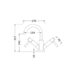 Hudson Reed Tec Twin Lever Mono Basin Mixer Tap & Waste -Vado Sale Store tel315 technical drawing