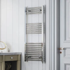 Terma Leo Chrome Electric Heated Towel Rail With ONE D Heating Element - 1600 X 500mm -Vado Sale Store terma leo electric heated towel rail sim element 1200x500mm lifestyle 1