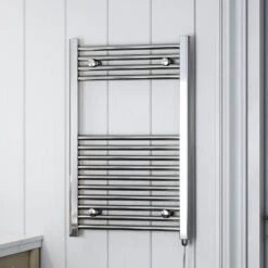 Terma Leo Chrome Electric Heated Towel Rail With ONE D Heating Element - 1600 X 500mm -Vado Sale Store terma leo electric heated towel rail sim element 800x500mm lifestyle 1