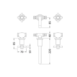 Hudson Reed Tec Crosshead Wall Mounted Basin Mixer 9 Hudson Reed Tec Crosshead Wall Mounted Basin Mixer -Vado Sale Store tex317 technical drawing