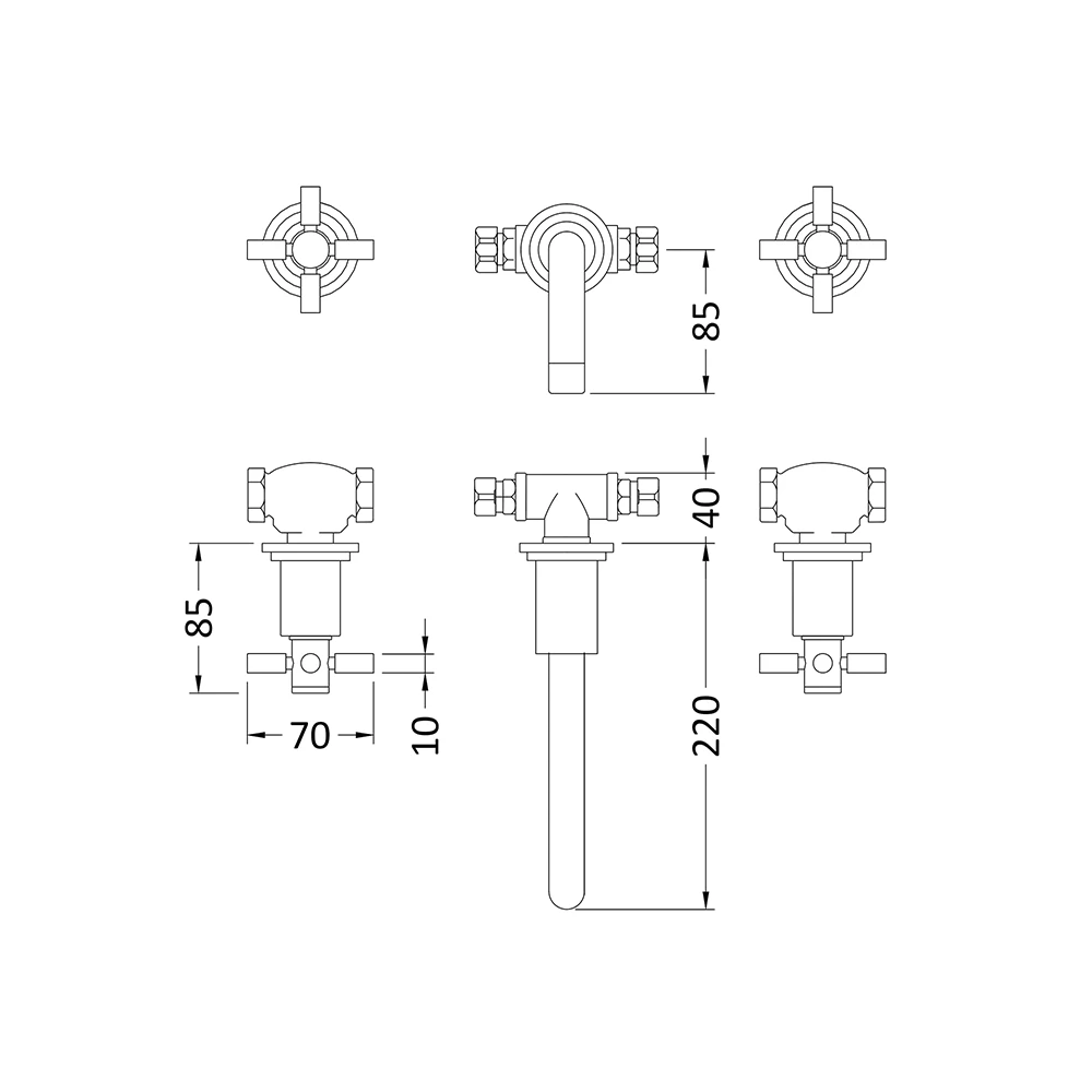 Hudson Reed Tec Crosshead Wall Mounted Basin Mixer 6 Hudson Reed Tec Crosshead Wall Mounted Basin Mixer - Image 4