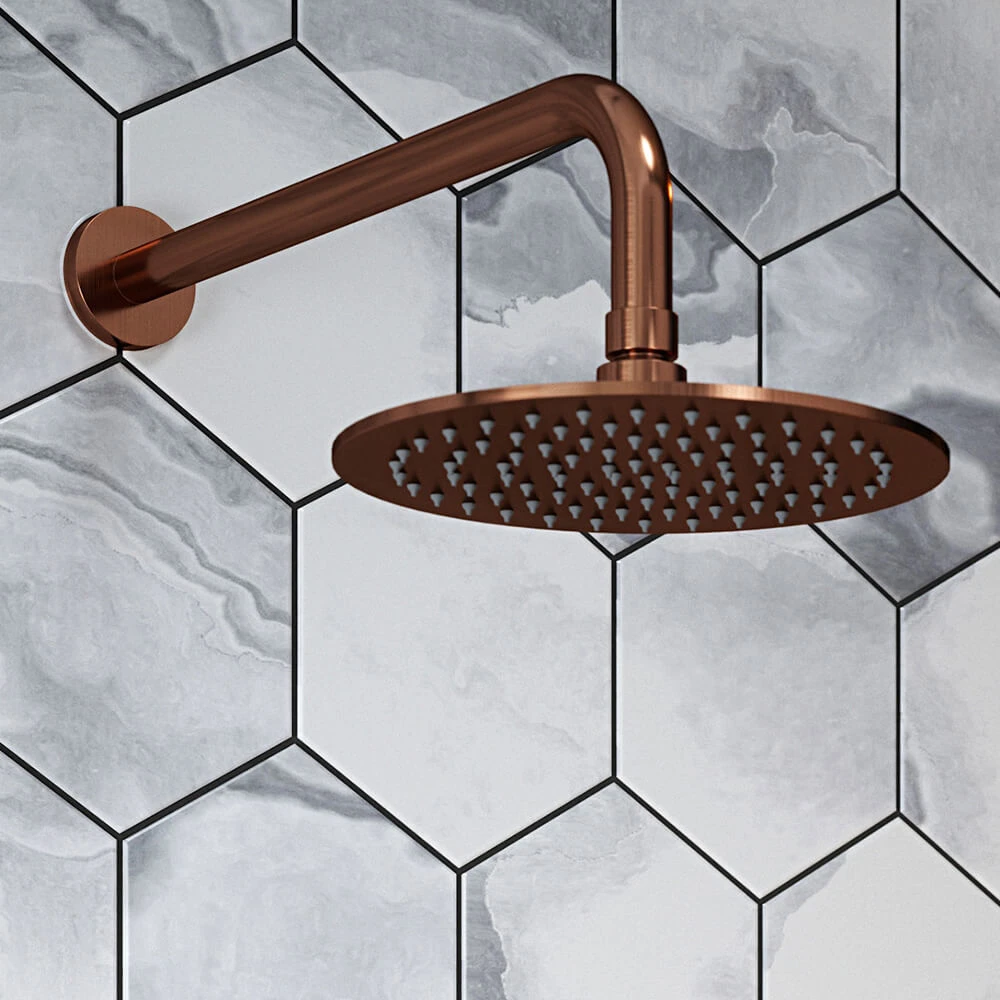 The Tap Factory Vibrance Copper WRAS Approved Concealed Thermostatic Shower Valve With Fixed Shower Head And Shower Handset 4 The Tap Factory Vibrance Copper WRAS Approved Concealed Thermostatic Shower Valve With Fixed Shower Head And Shower Handset - Image 2