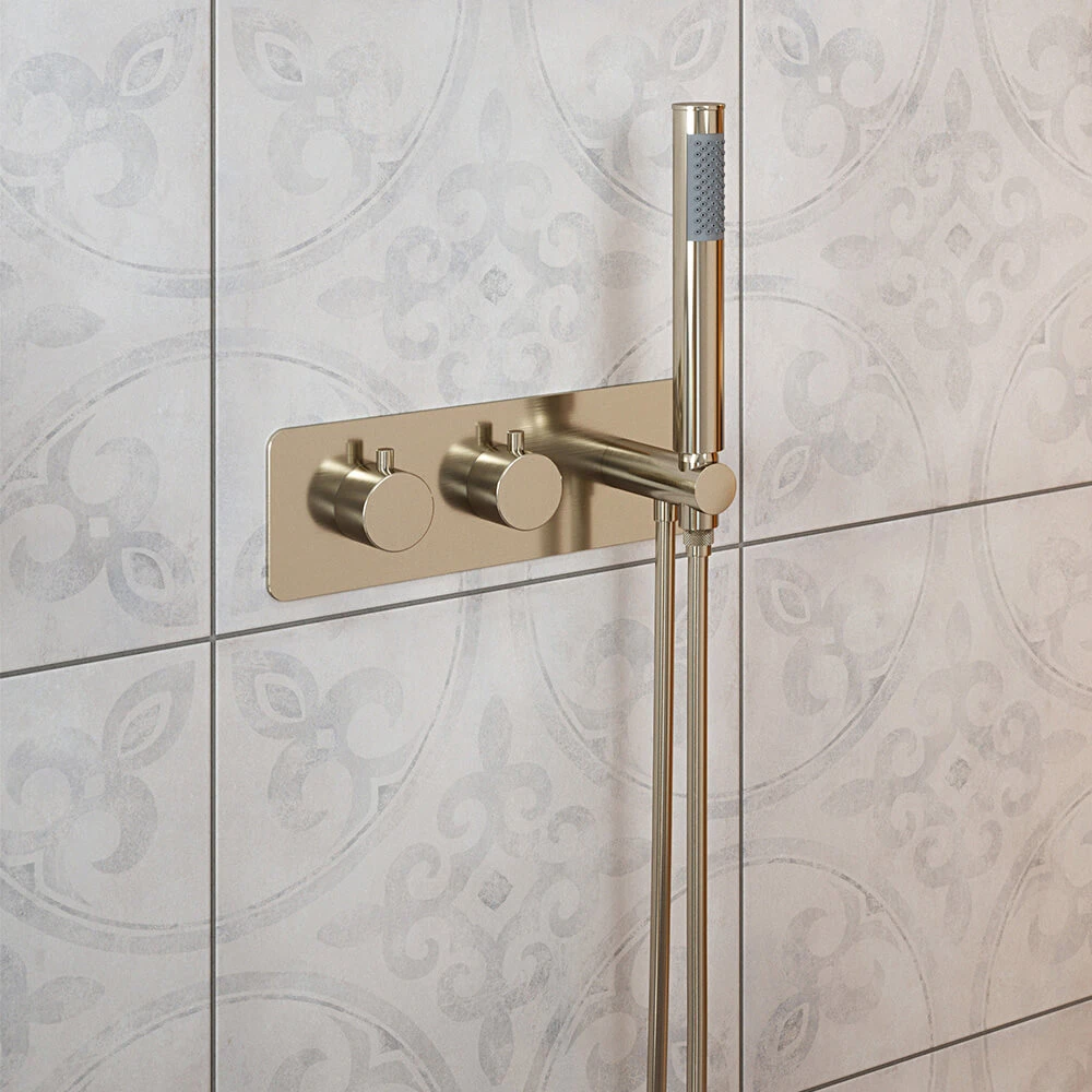 The Tap Factory Vibrance Brushed Nickel WRAS Approved Concealed Thermostatic Shower Valve With Fixed Shower Head And Shower Handset 5 The Tap Factory Vibrance Brushed Nickel WRAS Approved Concealed Thermostatic Shower Valve With Fixed Shower Head And Shower Handset - Image 3