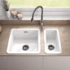 Thomas Denby Metro Half Bowl Inset Or Undermount Gloss White Ceramic Kitchen Sink - 234 X 460mm 2 Thomas Denby Metro Half Bowl Inset Or Undermount Gloss White Ceramic Kitchen Sink - 234 X 460mm -Vado Sale Store thomas denby 0 5 bowl white inset ceramic sink lifestyle