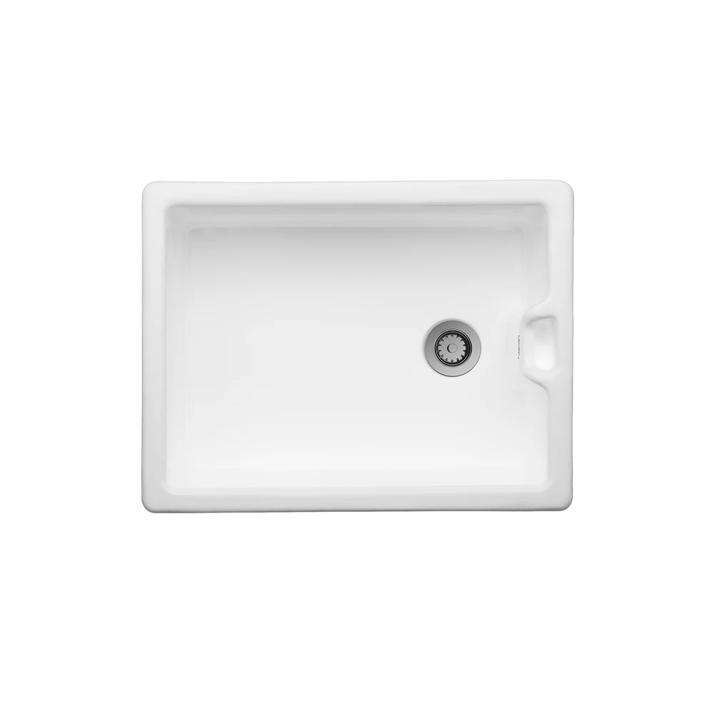 Thomas Denby Mini Belfast White Kitchen Sink With 1 Small Bowl & Stainless Steel Waste - 460 X 380mm 3 Thomas Denby Mini Belfast White Kitchen Sink With 1 Small Bowl & Stainless Steel Waste - 460 X 380mm