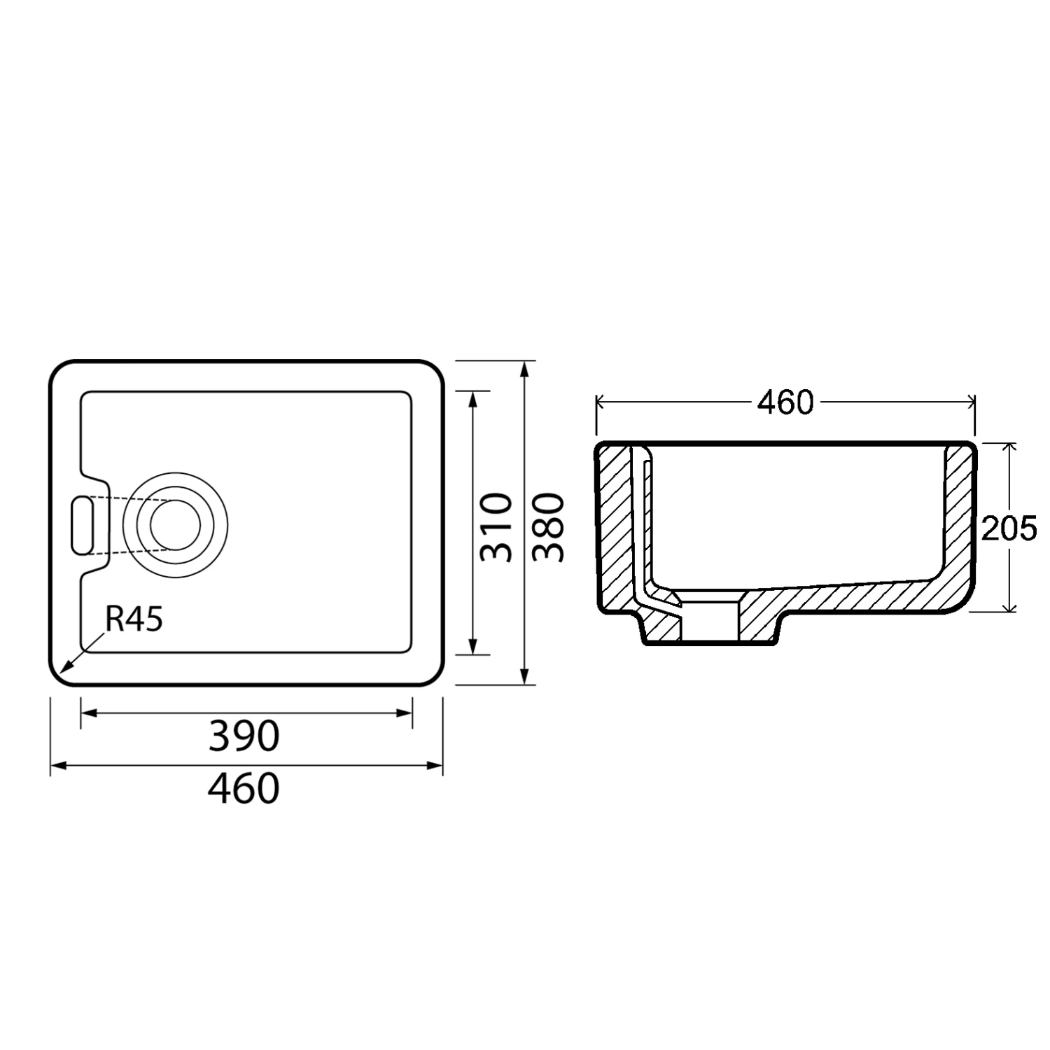 Thomas Denby Mini Belfast White Kitchen Sink With 1 Small Bowl & Stainless Steel Waste - 460 X 380mm 5 Thomas Denby Mini Belfast White Kitchen Sink With 1 Small Bowl & Stainless Steel Waste - 460 X 380mm - Image 3