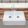Thomas Denby Heritage Double Belfast Large 2 Bowl White Ceramic Kitchen Sink & Regency Copper Waste - 795 X 500mm -Vado Sale Store thomas denby heritage 800 belfast 2 bowl ceramic sink lifestyle