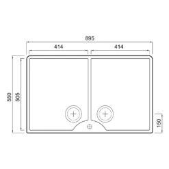 Thomas Denby Heritage Double Belfast Large 2 Bowl White Ceramic Kitchen Sink & Bronze Waste - 895 X 550mm 7 Thomas Denby Heritage Double Belfast Large 2 Bowl White Ceramic Kitchen Sink & Bronze Waste - 895 X 550mm -Vado Sale Store thomas denby heritage 900 belfast 2 bowl ceramic sink tech drawing