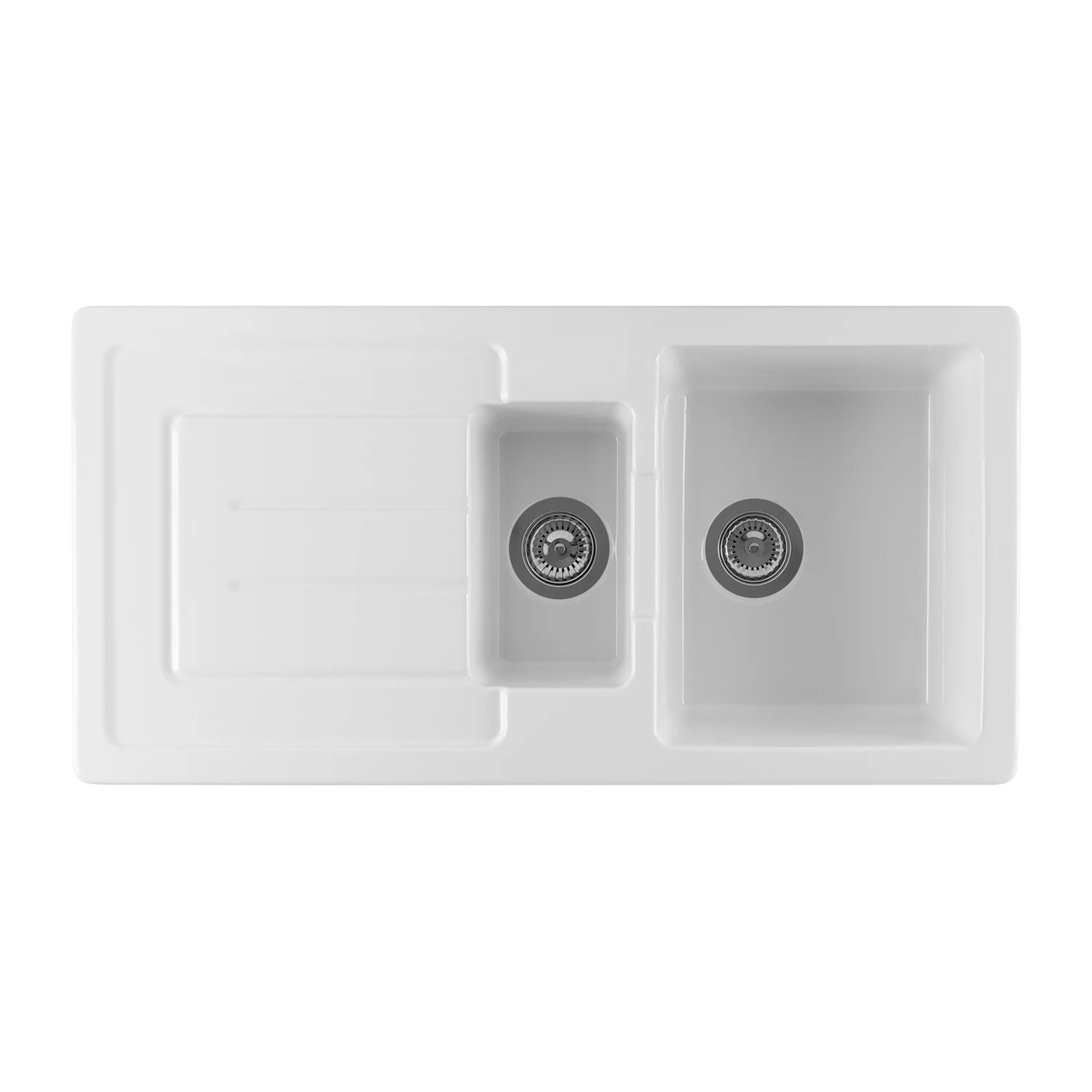 Thomas Denby Jarla 1.5 Bowl Gloss White Ceramic Kitchen Sink With Reversible Drainer - 1000 X 500mm 4 Thomas Denby Jarla 1.5 Bowl Gloss White Ceramic Kitchen Sink With Reversible Drainer - 1000 X 500mm - Image 2