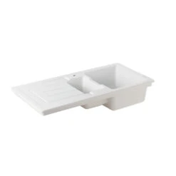 Thomas Denby Jarla 1.5 Bowl Gloss White Ceramic Kitchen Sink With Reversible Drainer - 1000 X 500mm 8 Thomas Denby Jarla 1.5 Bowl Gloss White Ceramic Kitchen Sink With Reversible Drainer - 1000 X 500mm -Vado Sale Store thomas denby jarla 1 5 bowl ceramic sink cutout 2
