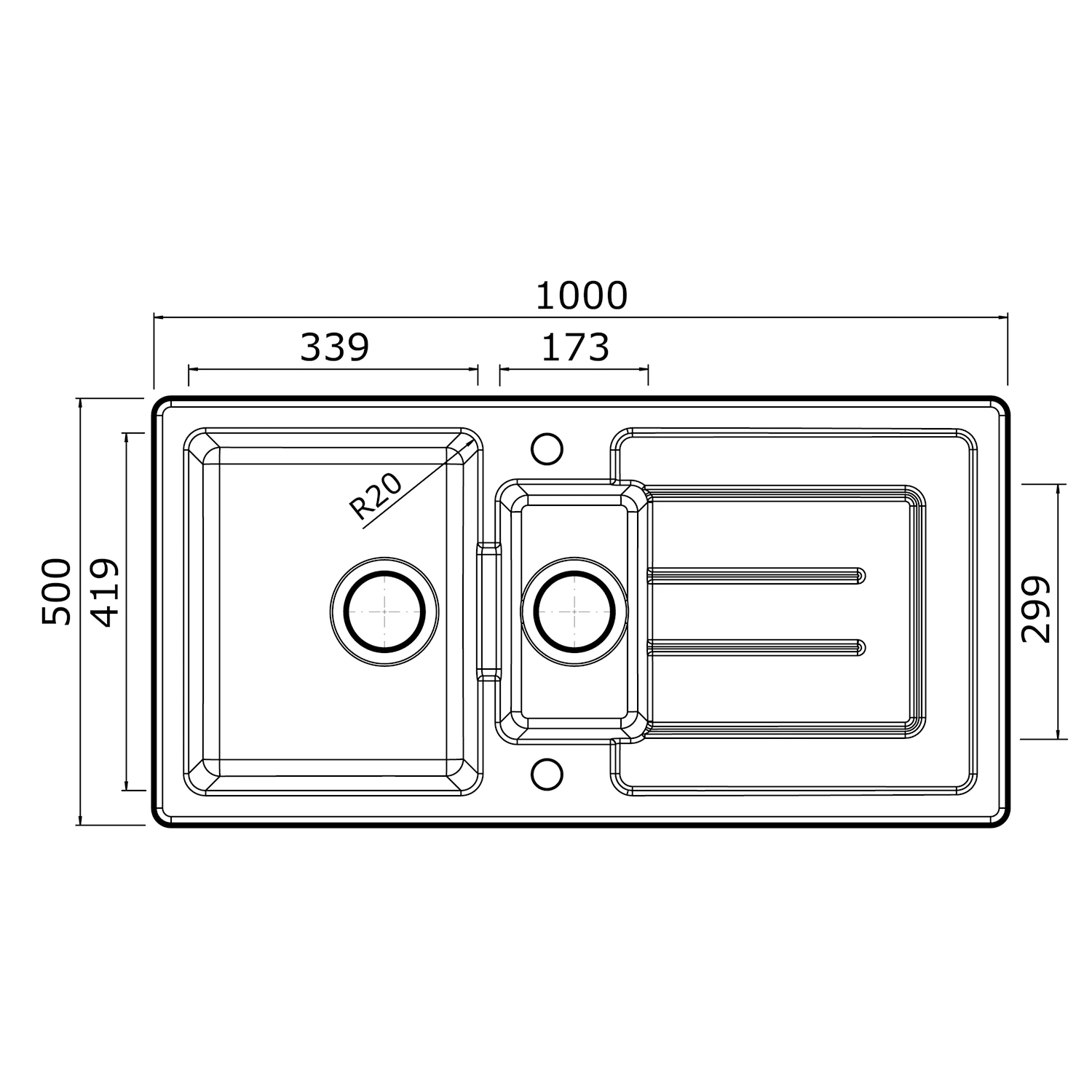 Thomas Denby Jarla 1.5 Bowl Gloss White Ceramic Kitchen Sink With Reversible Drainer - 1000 X 500mm 6 Thomas Denby Jarla 1.5 Bowl Gloss White Ceramic Kitchen Sink With Reversible Drainer - 1000 X 500mm - Image 4