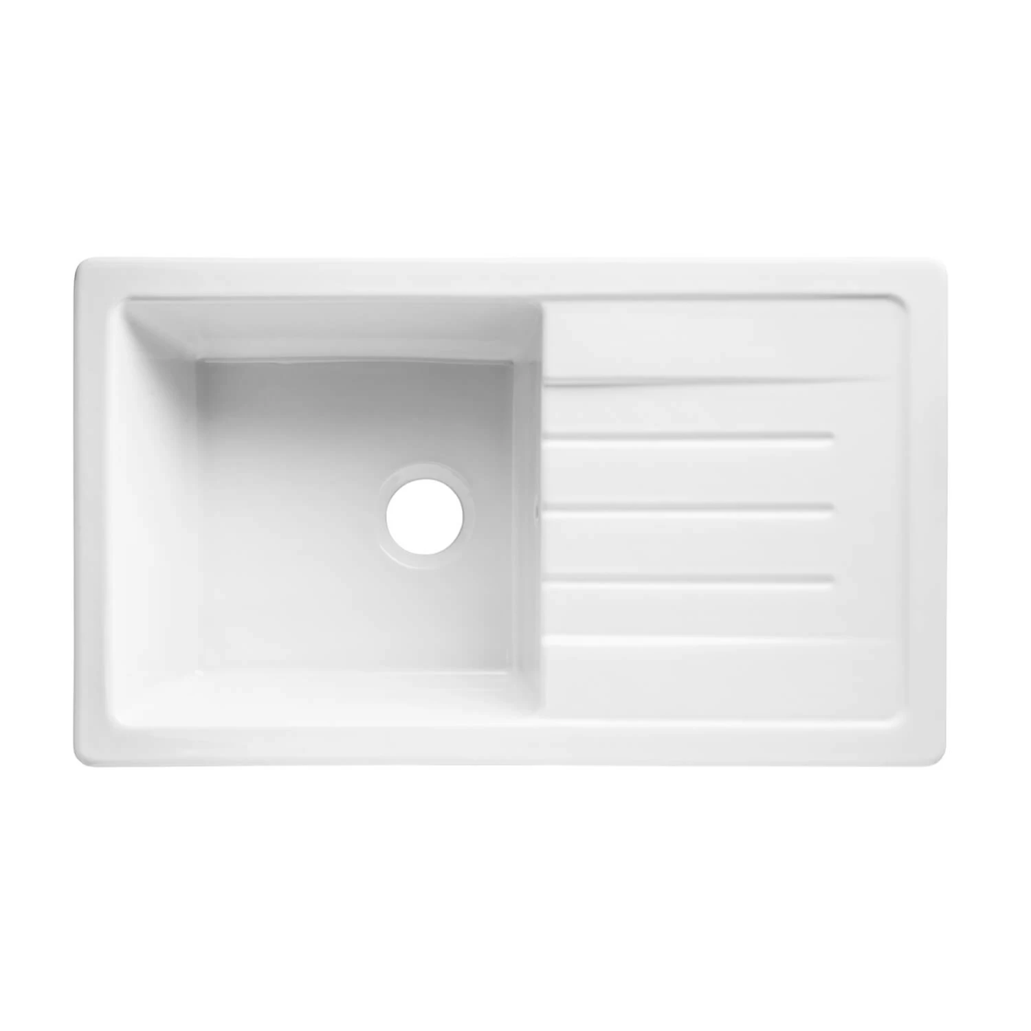 Thomas Denby Jarla Mini 1 Bowl Gloss White Ceramic Kitchen Sink With Reversible Drainer - 860 X 500mm 4 Thomas Denby Jarla Mini 1 Bowl Gloss White Ceramic Kitchen Sink With Reversible Drainer - 860 X 500mm - Image 2