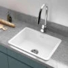 Thomas Denby Metro Large 1 Bowl Inset Or Undermount Matt Sea Mist Ceramic Kitchen Sink - 595 X 460mm 1 Thomas Denby Metro Large 1 Bowl Inset Or Undermount Matt Sea Mist Ceramic Kitchen Sink - 595 X 460mm -Vado Sale Store thomas denby large 1 bowl white ceramic sink inset lifestyle