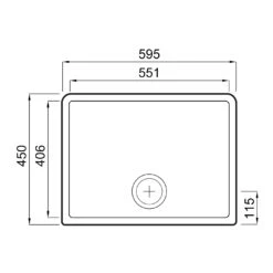 Thomas Denby Legacy Belfast 1 Bowl Gloss White Ceramic Kitchen Sink & Brushed Steel Waste - 595 X 450mm -Vado Sale Store thomas denby legacy belfast 1 bowl ceramic sink tech drawing