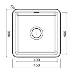 Thomas Denby Metro 1 Bowl Inset Or Undermount Gloss White Ceramic Kitchen Sink - 460 X 460mm -Vado Sale Store thomas denby medium 1 bowl ceramic sink tech drawing