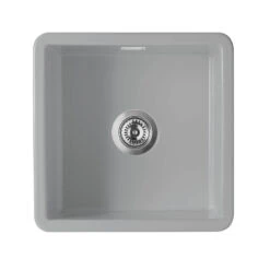 Thomas Denby Metro 1 Bowl Inset Or Undermount Gloss White Ceramic Kitchen Sink - 460 X 460mm -Vado Sale Store thomas denby medium 1 bowl sea mist ceramic sink cutout