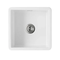 Thomas Denby Metro 1 Bowl Inset Or Undermount Gloss White Ceramic Kitchen Sink - 460 X 460mm -Vado Sale Store thomas denby medium 1 bowl white ceramic sink cutout 1