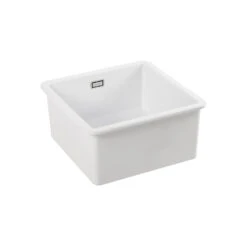 Thomas Denby Metro 1 Bowl Inset Or Undermount Gloss White Ceramic Kitchen Sink - 460 X 460mm -Vado Sale Store thomas denby medium 1 bowl white ceramic sink cutout 2
