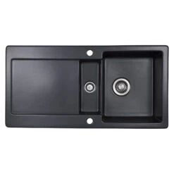 Thomas Denby Melody Pro 1.5 Bowl Gloss White Ceramic Kitchen Sink & Regency Copper Presto Automatic Waste With Reversible Drainer - 1000 X 510mm 13 Thomas Denby Melody Pro 1.5 Bowl Gloss White Ceramic Kitchen Sink & Regency Copper Presto Automatic Waste With Reversible Drainer - 1000 X 510mm -Vado Sale Store thomas denby melody pro basalt ceramic sink cutout