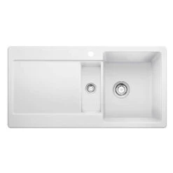 Thomas Denby Melody Pro 1.5 Bowl Gloss White Ceramic Kitchen Sink & Regency Copper Presto Automatic Waste With Reversible Drainer - 1000 X 510mm 11 Thomas Denby Melody Pro 1.5 Bowl Gloss White Ceramic Kitchen Sink & Regency Copper Presto Automatic Waste With Reversible Drainer - 1000 X 510mm -Vado Sale Store thomas denby melody pro white ceramic sink cutout