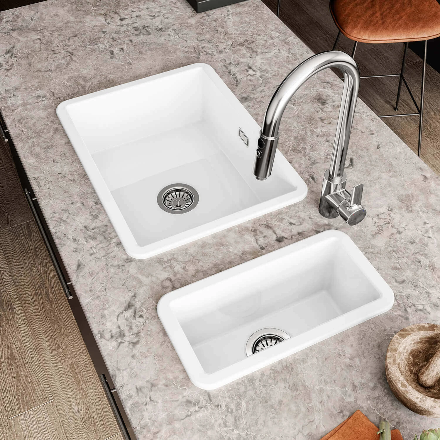 Thomas Denby Metro Large 1 Bowl Inset Or Undermount Matt Sea Mist Ceramic Kitchen Sink - 595 X 460mm 10 Thomas Denby Metro Large 1 Bowl Inset Or Undermount Matt Sea Mist Ceramic Kitchen Sink - 595 X 460mm - Image 8