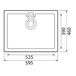 Thomas Denby Norfolk Belfast 1 Bowl Gloss White Ceramic Kitchen Sink & Gold Waste - 595 X 460mm -Vado Sale Store thomas denby norfolk belfast 1 bowl ceramic sink tech drawing